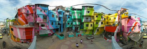 Den farvelagte favela Santa Marta.Foto:Haas&Hahn