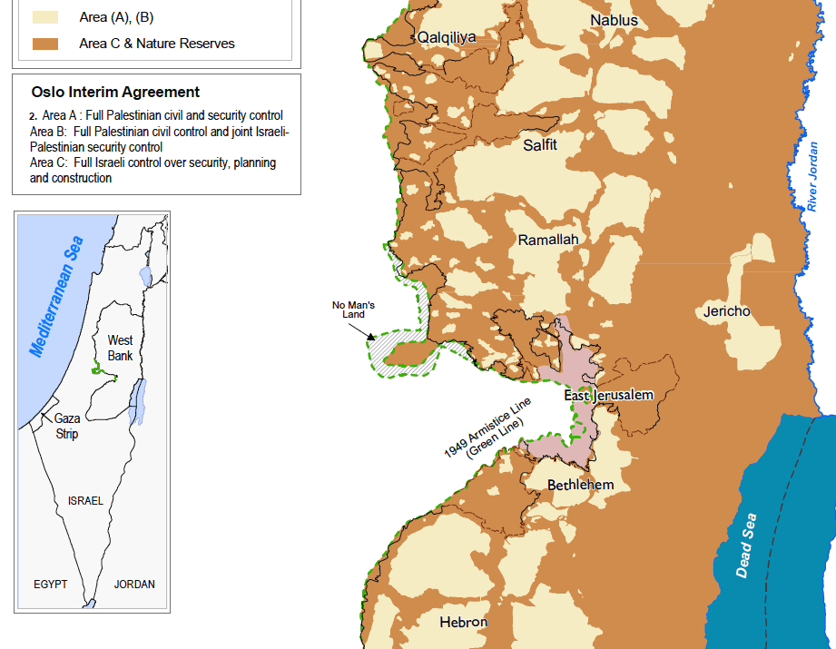 Hebron ligger i den sydlige del af Vestbredden